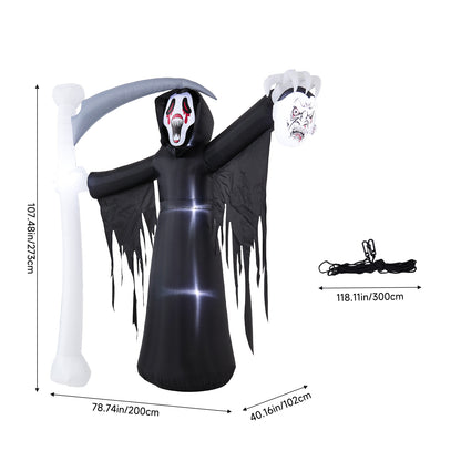 8 FT Halloween Inflatable Grim Reaper with LED Lights