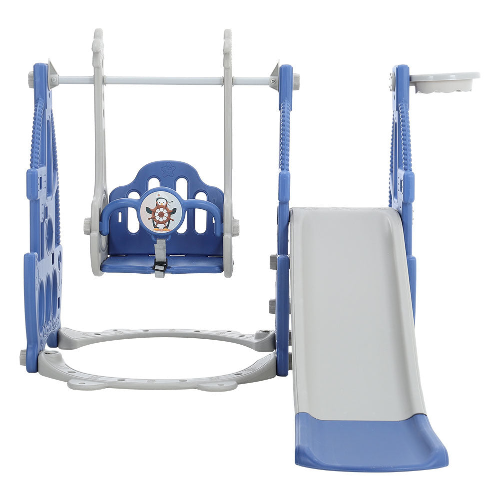 Blue/Pink 3 in 1 Kids Swing and Slide Set Toddler Climber Playset