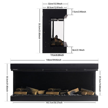 60/70-inch 3-Sided Smart Electric Fireplace