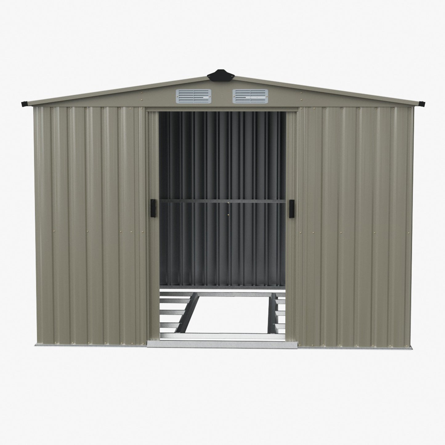 8x8FT Apex Roof Metal Garden Storage Shed with Sliding Door