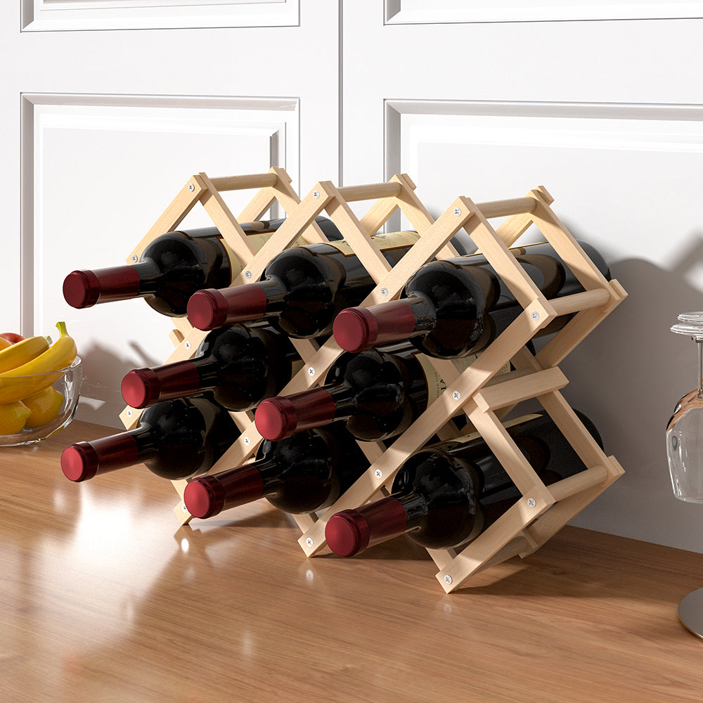 Decorative Foldable Solid Wood Stackable Wine Rack