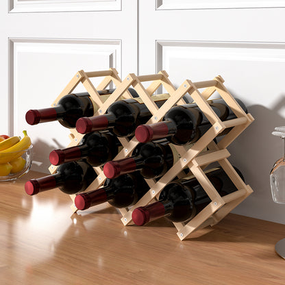 Decorative Foldable Solid Wood Stackable Wine Rack
