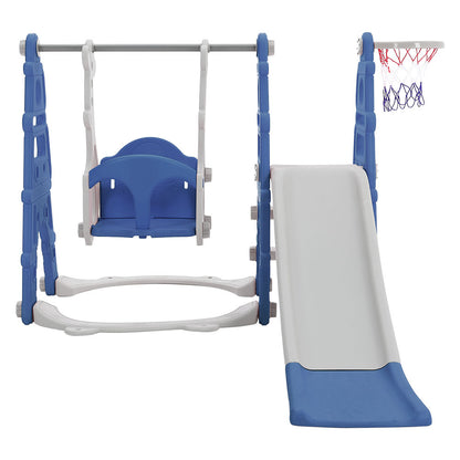 Blue/Pink Kids Toddler Swing and Slide Set with Basketball Hoop