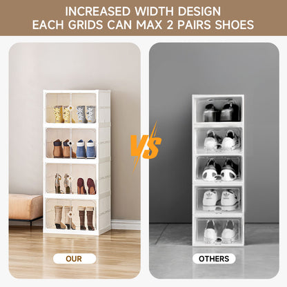 4-Tier Foldable Storage Cabinet Shoes Organizer with Doors