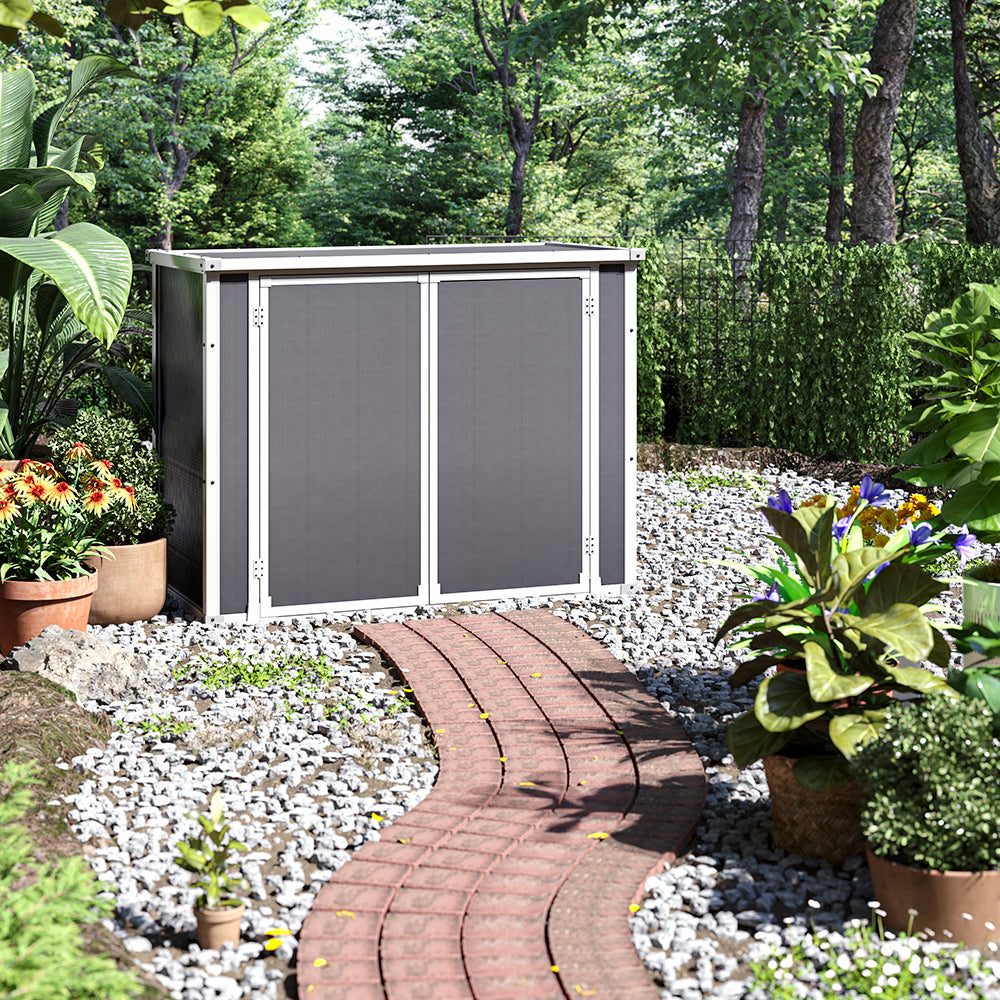 5x2ft Grey Aluminum Alloy Garden Bin Storage Shed