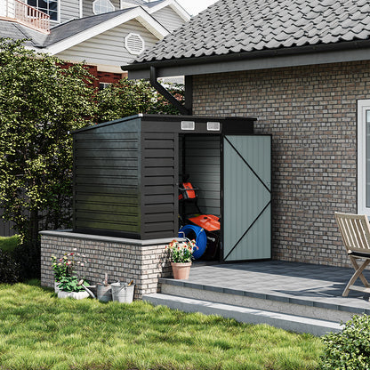 Charcoal Black/Grey Wide Metal Garden Storage Shed with Lockable Door