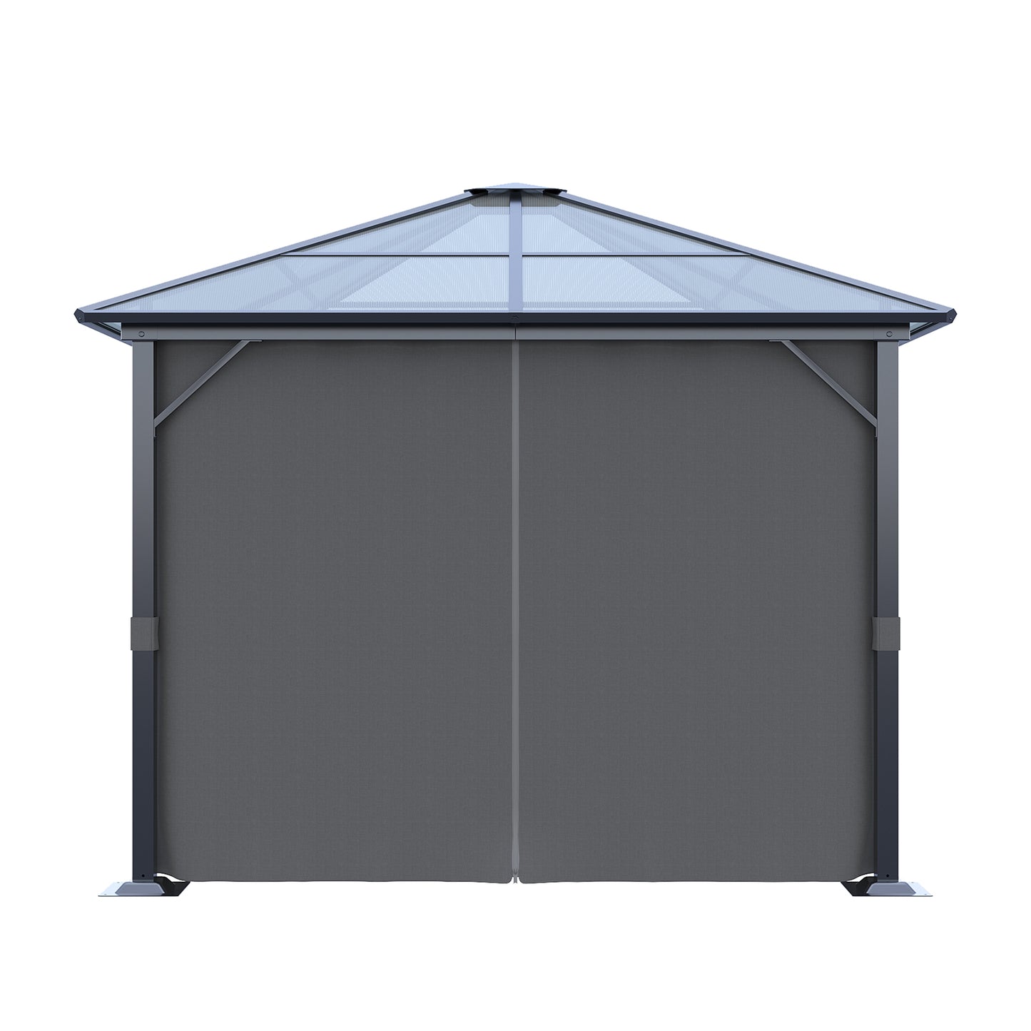 10 x 10FT Metal Frame Hardtop Patio Gazebo with Curtains