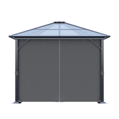 10 x 10FT Metal Frame Hardtop Patio Gazebo with Curtains