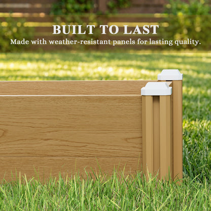 Plastic Wood-Grain Raised Garden Bed Planter