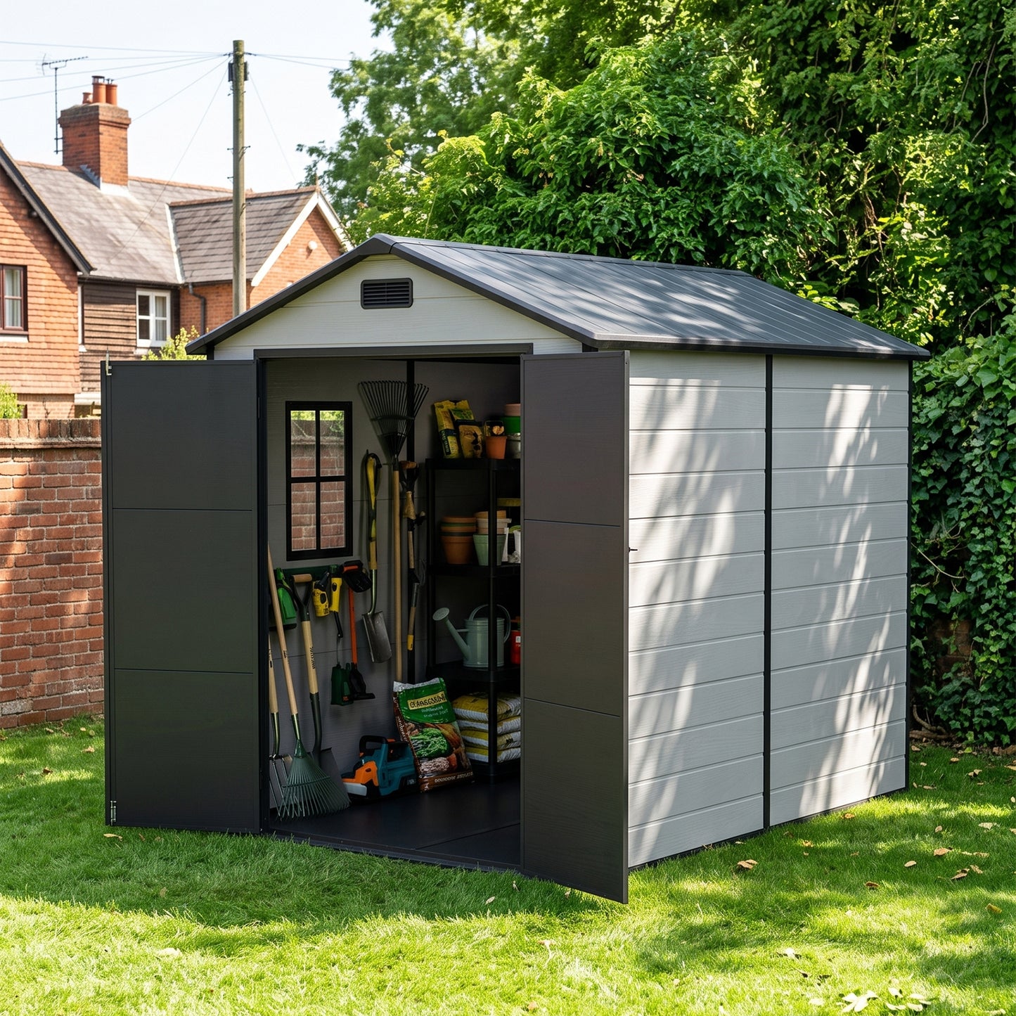 6x8 FT Plastic Outdoor Garden Storage Shed