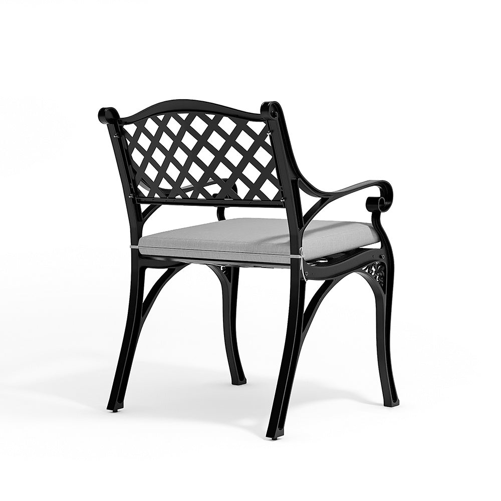 Black/ White Retro Set of 2 Cast Aluminum Garden Chairs