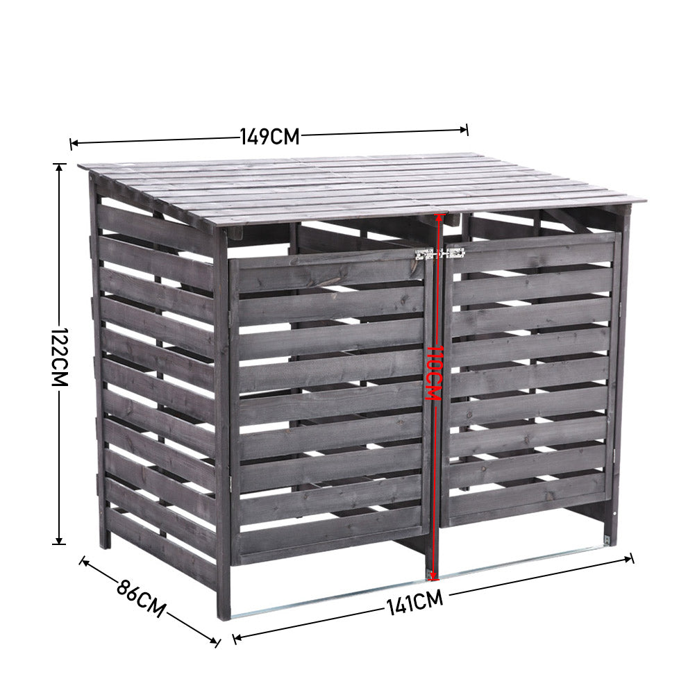 Outdoor Spruce Wood Trash Can Storage Shed