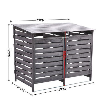 Outdoor Spruce Wood Trash Can Storage Shed