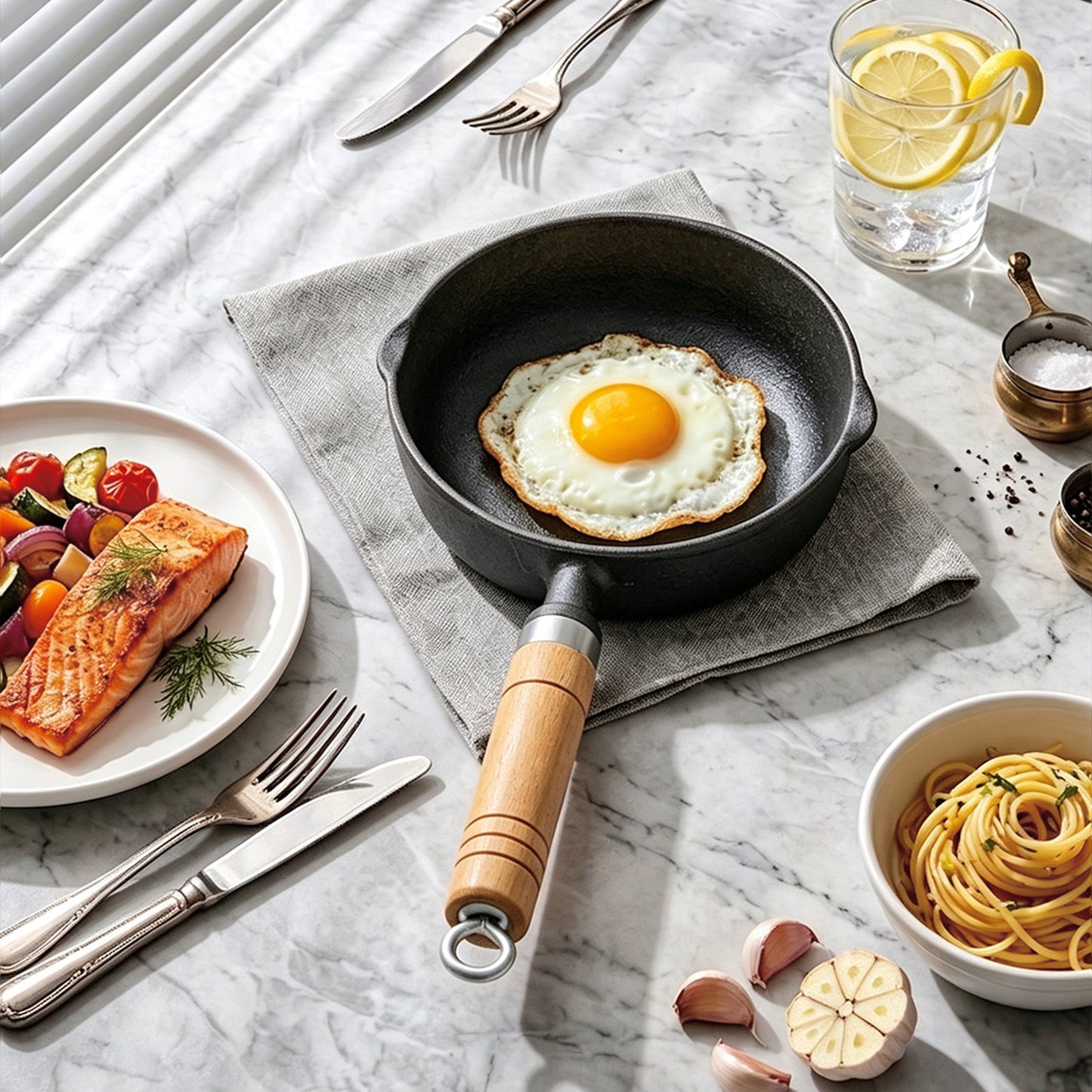 Frying Pan with Wooden Handle