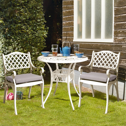 Black/ White Retro Set of 2 Cast Aluminum Garden Chairs