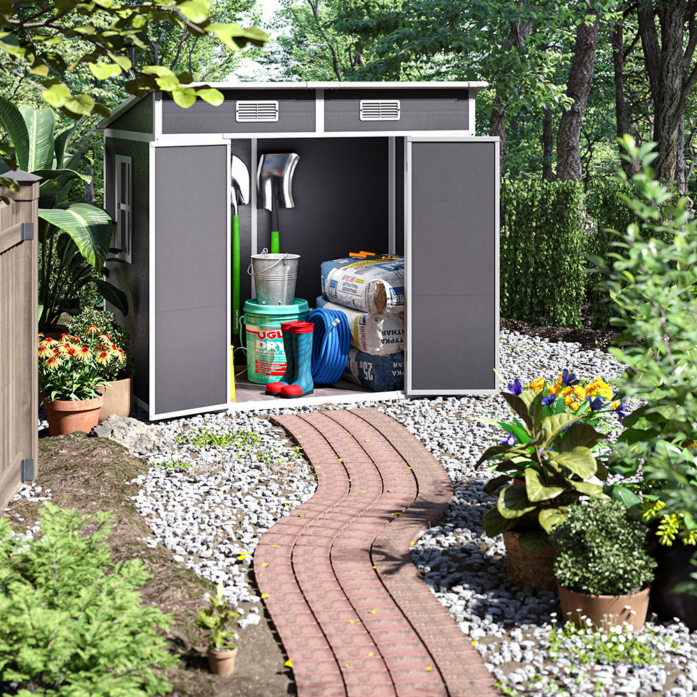 6x4FT Outdoor Plastic Garden Storage Shed