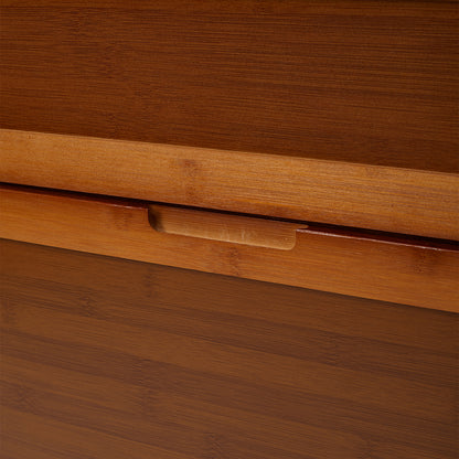 3-Tier Bamboo Shoe Storage Cabinet with Flip-Down Drawers