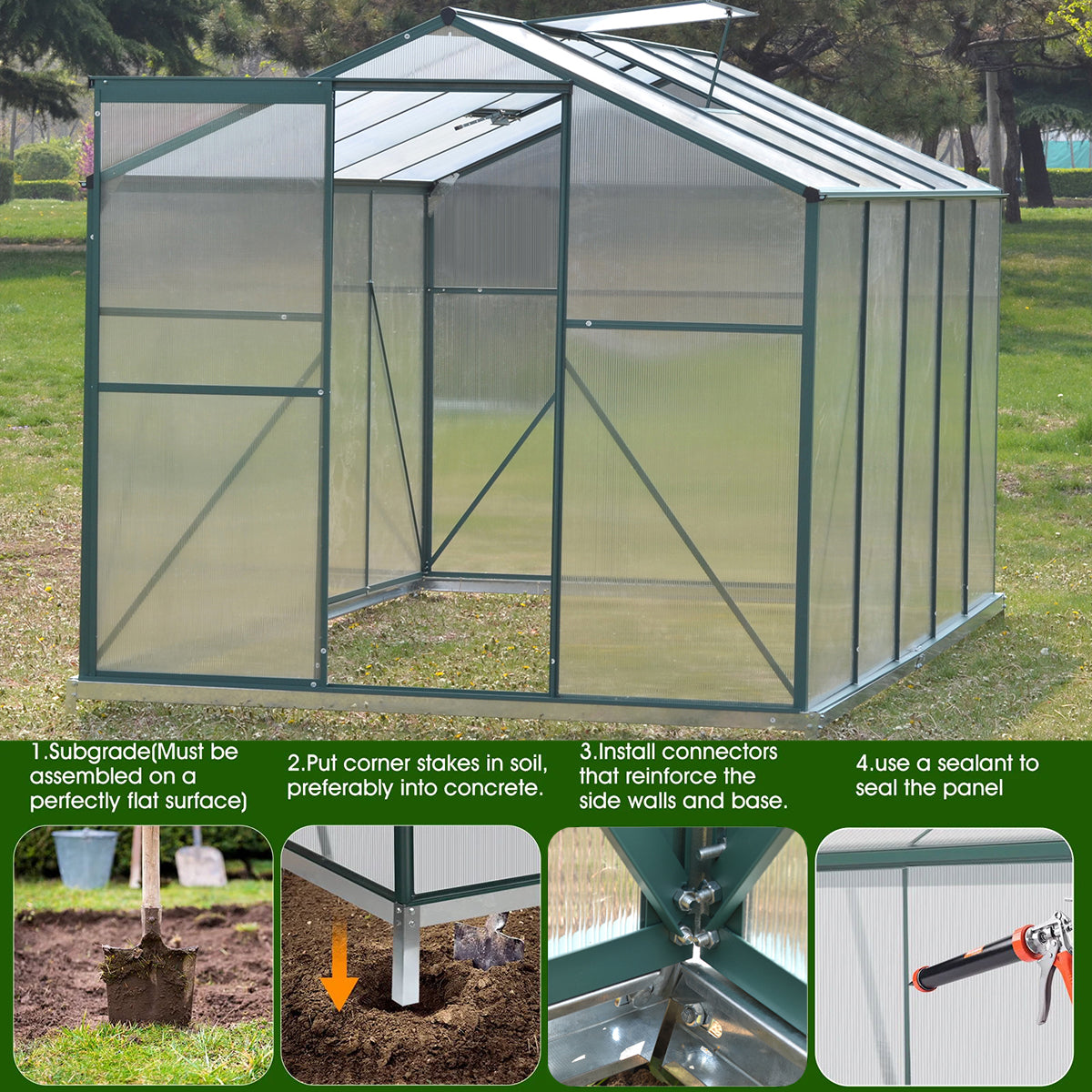10 x 6 ft Aluminium Hobby Greenhouse with Base