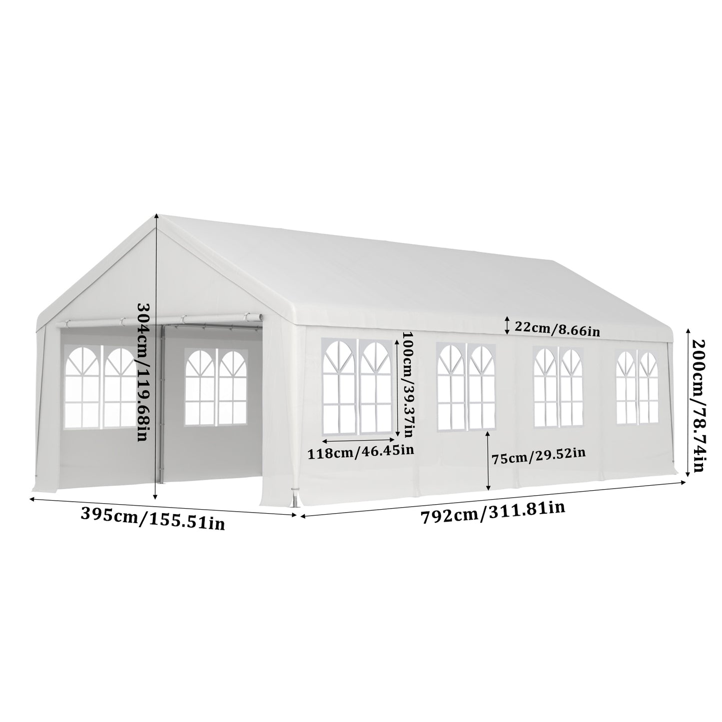Garden Party Tent with Removable Sidewalls and Doors