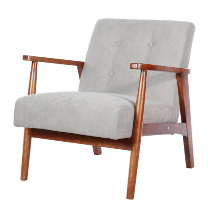 Solid Wooden Frame Upholstered Tufted Armchair