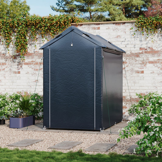 Dark Grey Outdoor Storage Shelter with Waterproof PE Cover