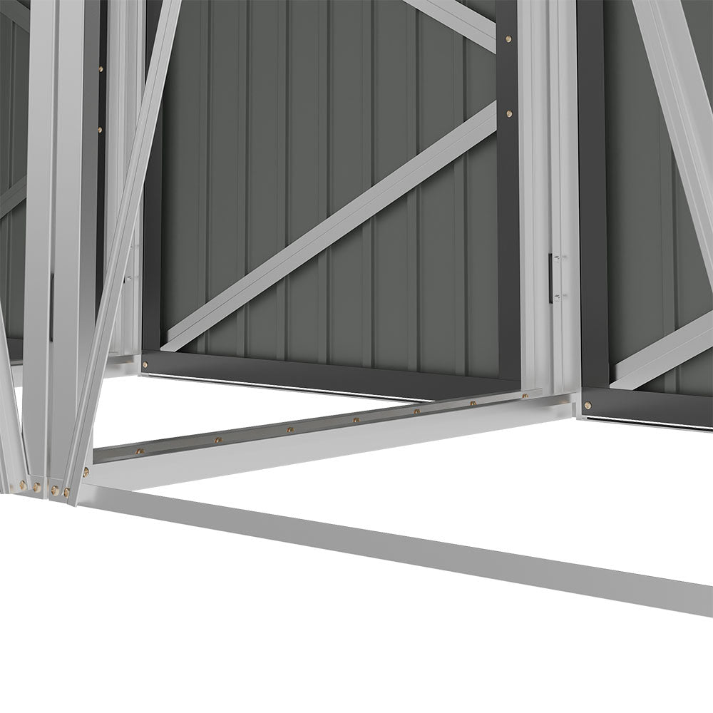 Black Metal Outdoor Garbage Bin Shed For 4 Trash Bin
