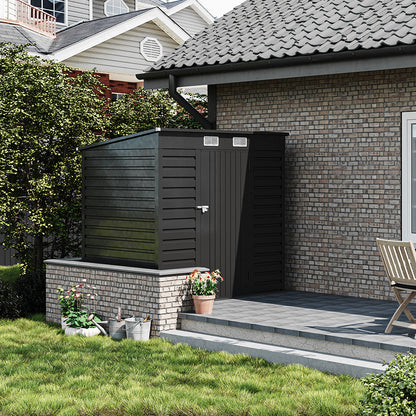 Charcoal Black/Grey Wide Metal Garden Storage Shed with Lockable Door