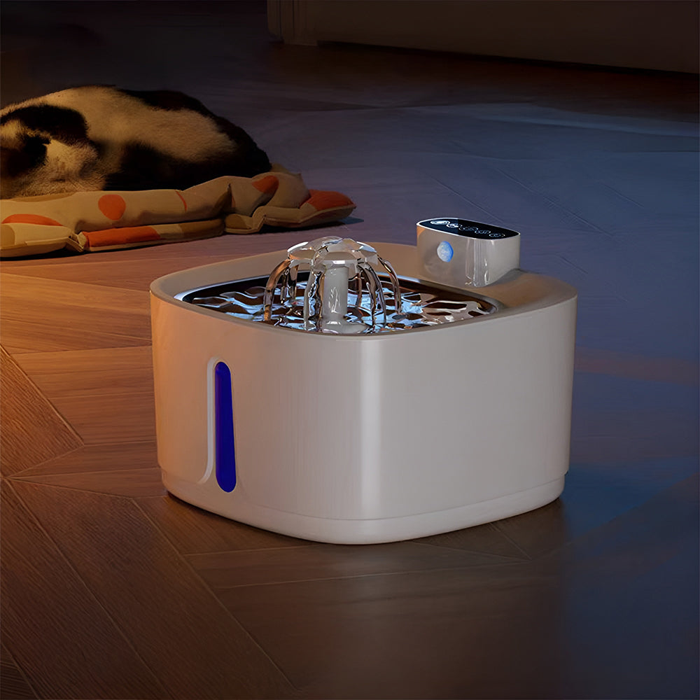 White Pet Water Fountain Ultra Quiet with Three Water Flow Modes