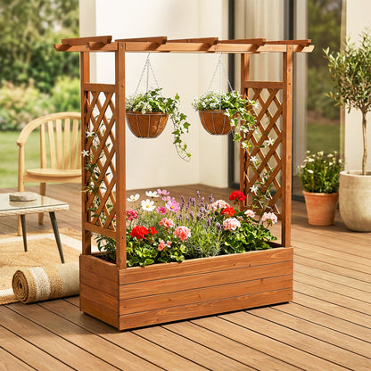 Raised Garden Bed with Side Trellis and Hanging Roof