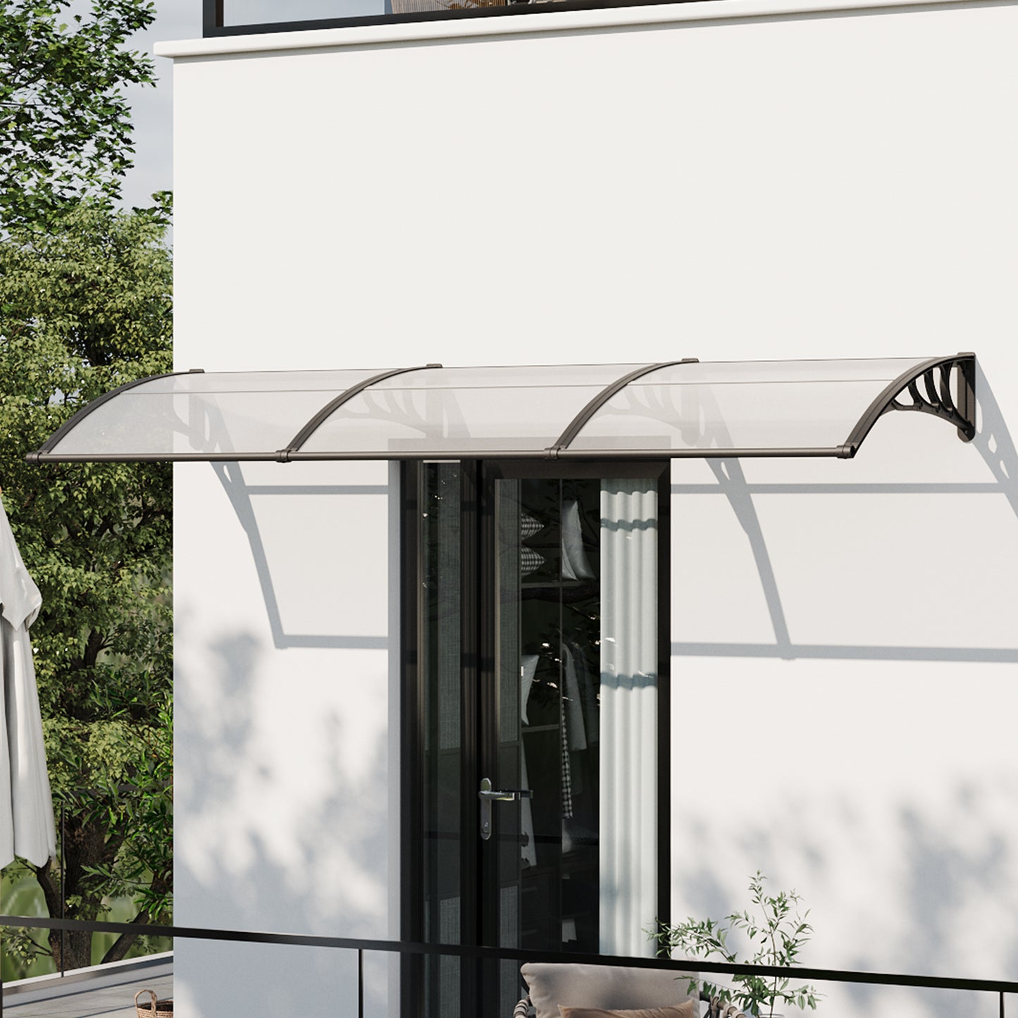 Transparent Outdoor Door Canopy Window Awning with Drainage Channel