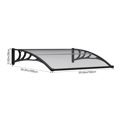 Black Outdoor Door Canopy Window Awning with Drainage Channel