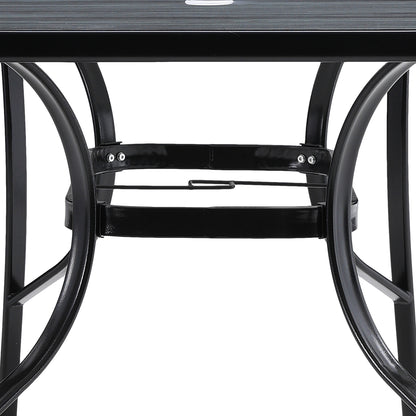 Garden Tempered Glass Wood Grain Coffee Table With Parasol Hole