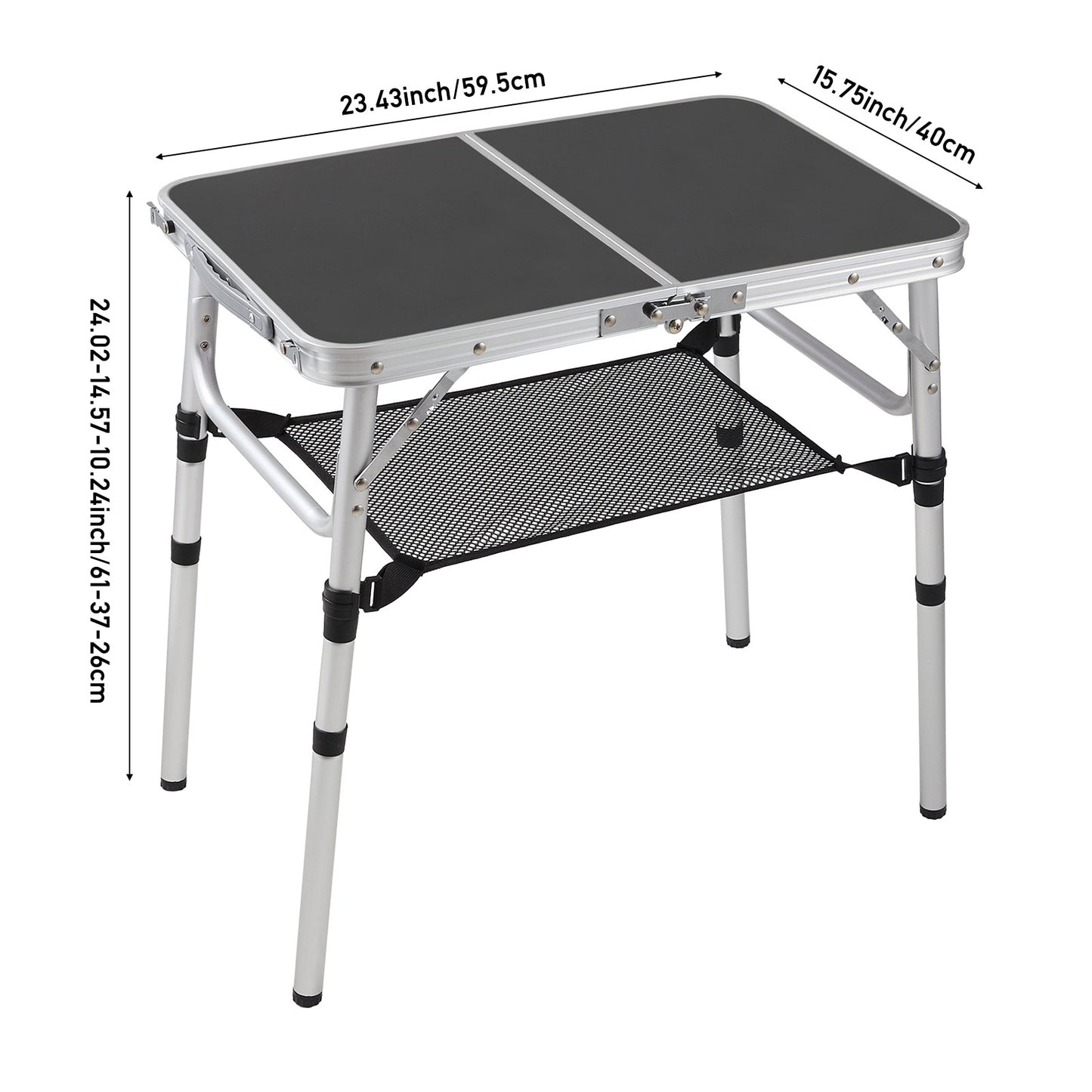 Adjustable Height Folding Camping Table with Carrying Handle