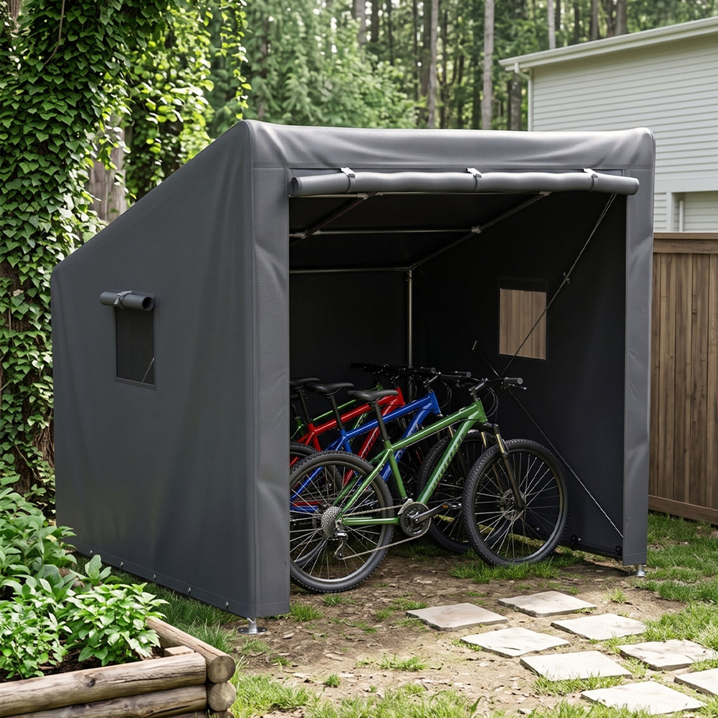 Compact Outdoor Bicycle Storage Shed with Waterproof PE Fabric