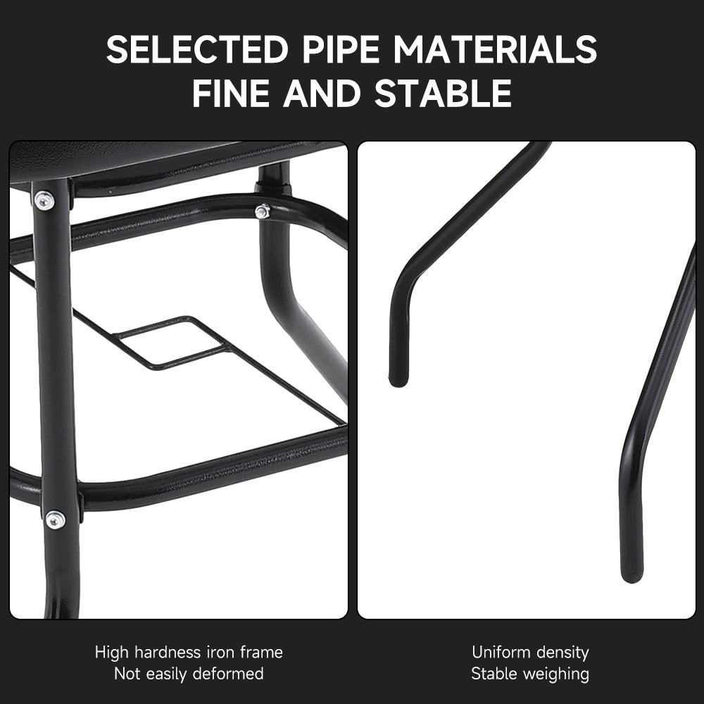 Black Garden Square Marble Patio Table With Umbrella Hole