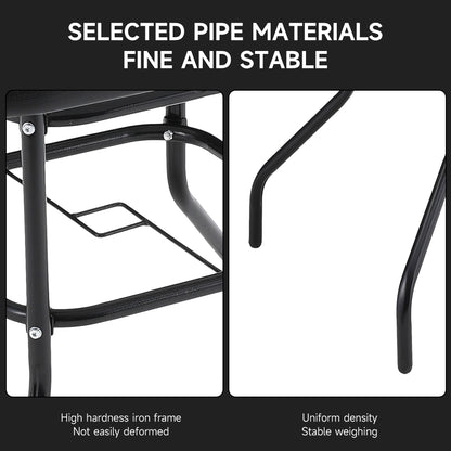 Black Garden Square Marble Patio Table With Umbrella Hole