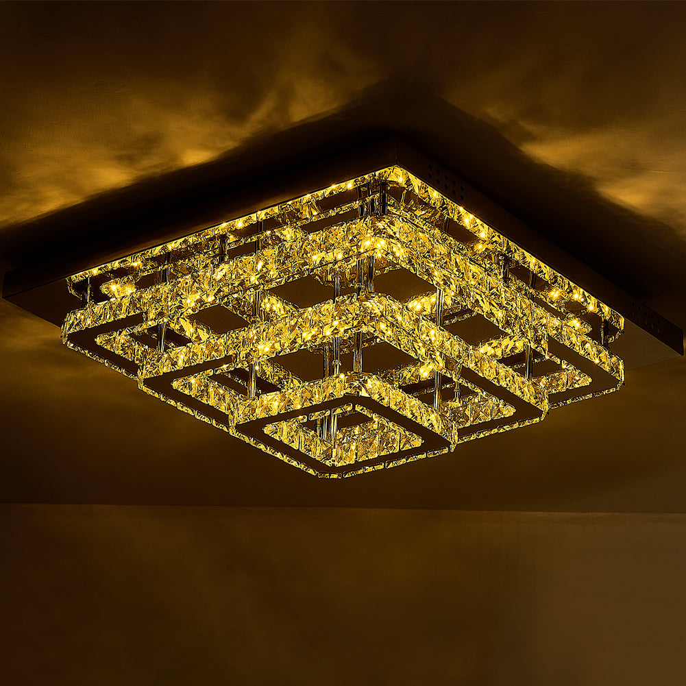 Square Large-size Glamourous Crystal LED Ceiling Light