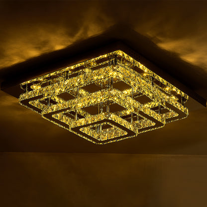 Square Large-size Glamourous Crystal LED Ceiling Light