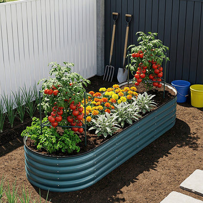 Oval-Shaped Galvanised Steel Raised Garden Bed