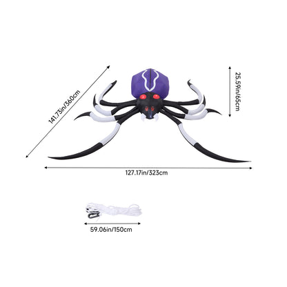 11 FT Halloween Inflatable Giant Spider with Built-in LED Lights