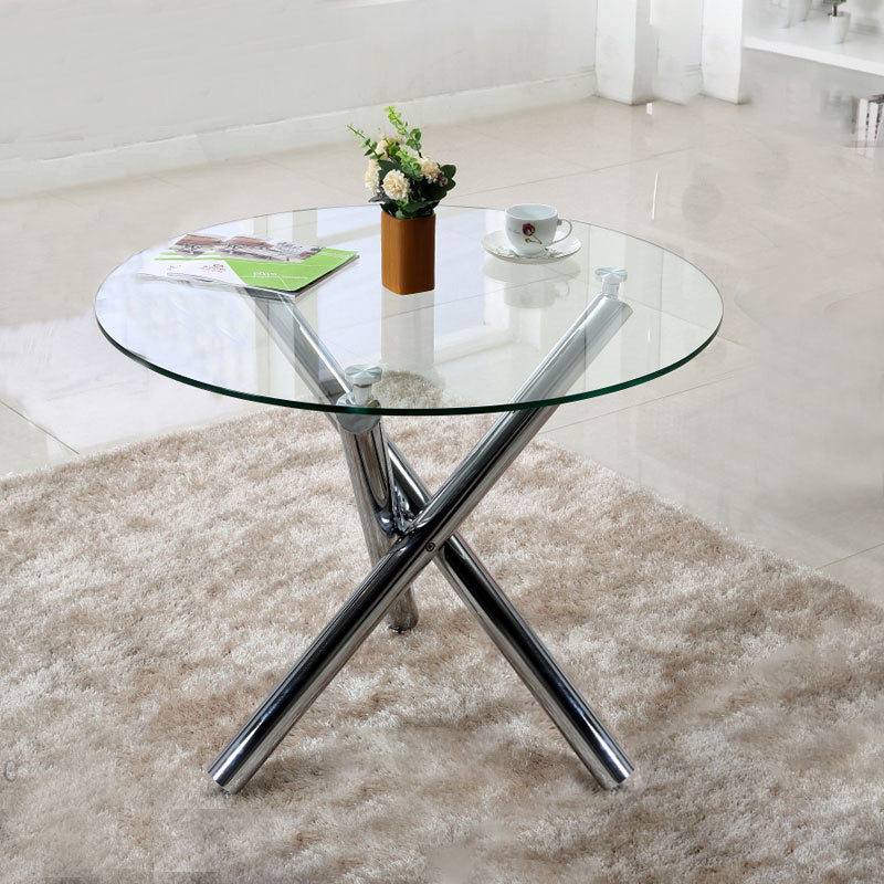 Tempered Glass Crossover Round Dining Table