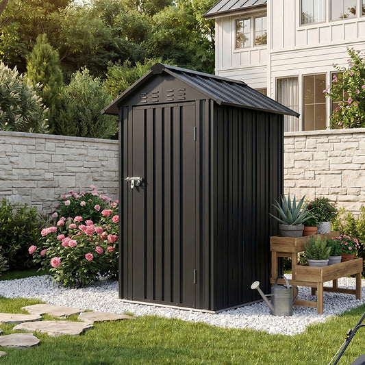 4x4 FT Metal Apex Roof Garden Tool Storage Shed