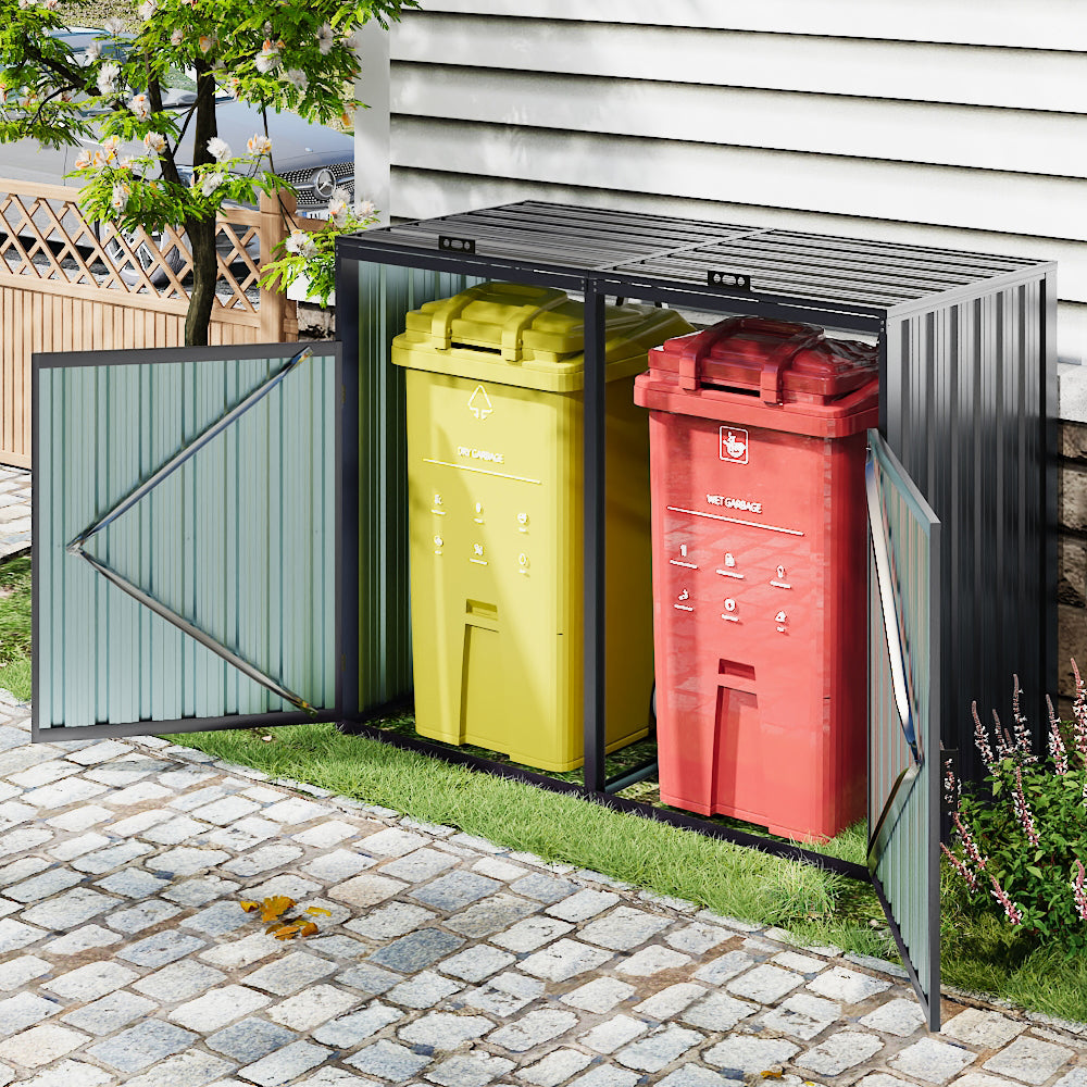 Outdoor Metal Garbage Can Garden Storage Shed