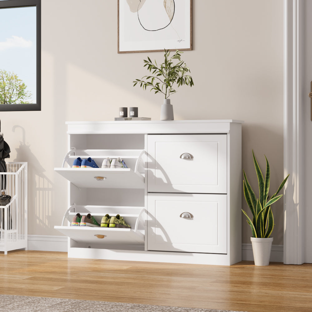 2-Tier Flip Down Shoe Bench Cabinet