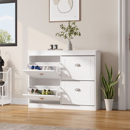 2-Tier Flip Down Shoe Bench Cabinet