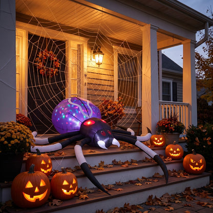 11 FT Halloween Inflatable Giant Spider with Built-in LED Lights