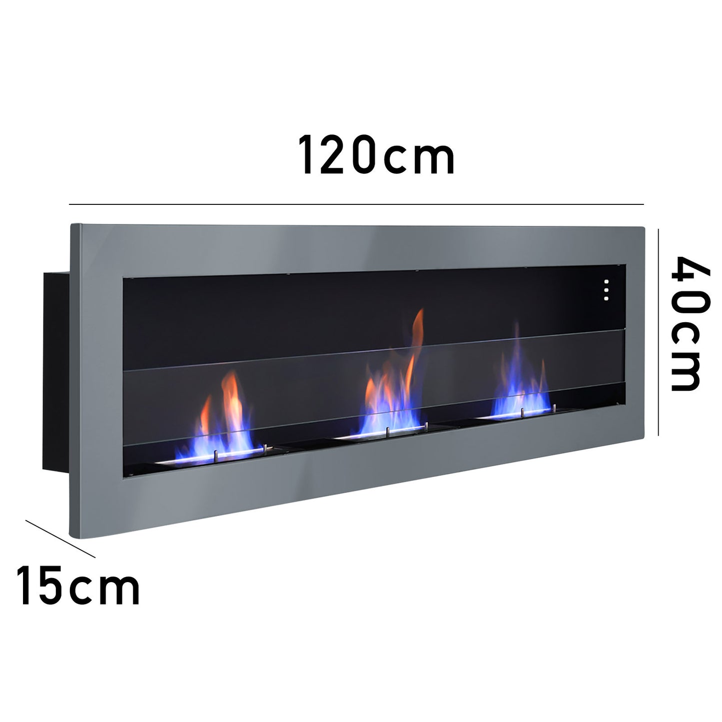 Wall Mounted Bio Ethanol Fireplace with Adjustable Flames