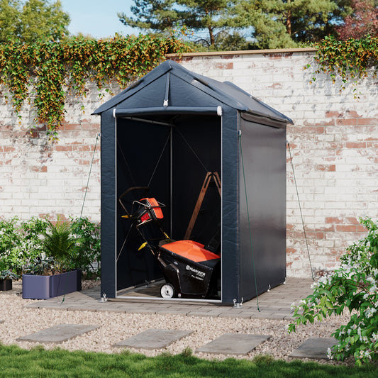 Dark Grey Outdoor Storage Shelter with Waterproof PE Cover