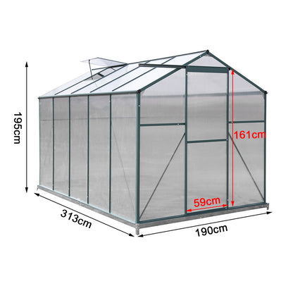 10 x 6 ft Aluminium Hobby Greenhouse with Base