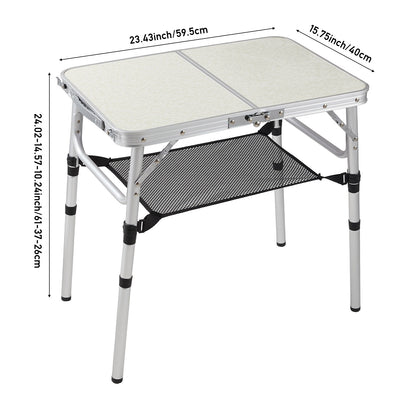 Adjustable Height Folding Camping Table with Carrying Handle